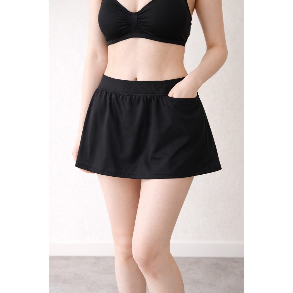 Lands' End Black Swim Skirt with Pocket